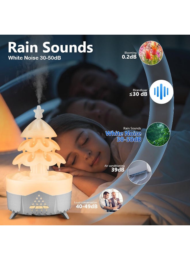 Rain Cloud Humidifier, 7 Colour Lights Aromatherapy Diffuser, Raindrop Aroma Diffuser Humidifiers with Timer, Essential Oil Diffuser for Home Office Room, Christmas Tree Design, Waterless Auto-Off - Image 5